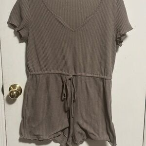Casual Brown Short Sleeve Romper